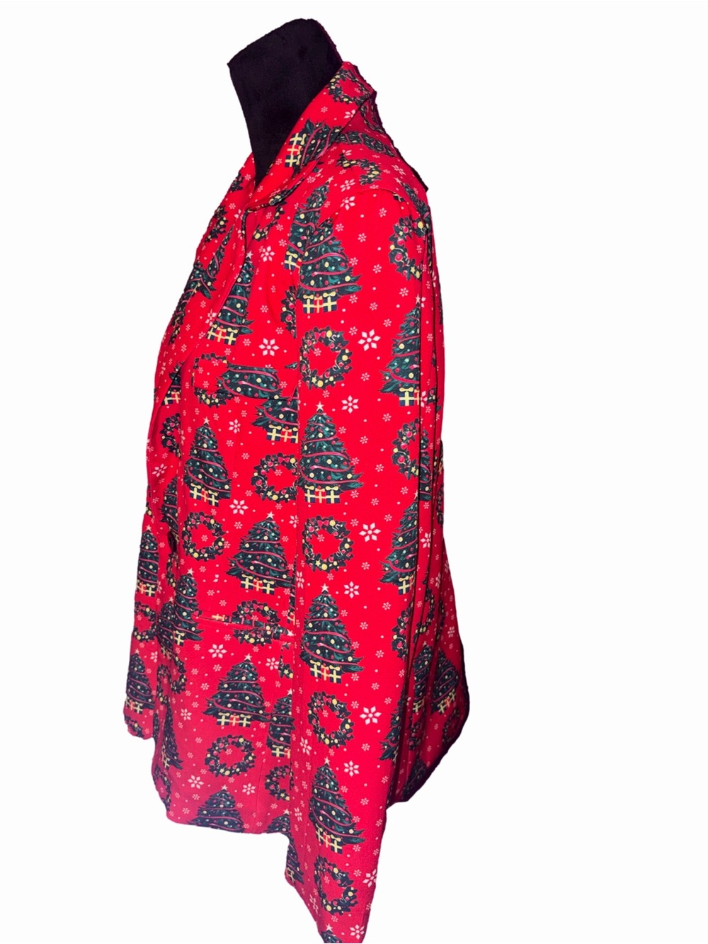 🆕💜Men’s Christmas Tree & Wreath Holiday Blazer Jacket Red Size M Single Button - Picture 3 of 10